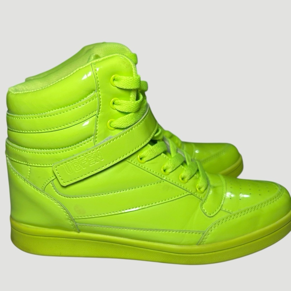 UBFEN | Lime Green Hidden Wedge High Top Sneakers | Women's Size 40 | Size 9